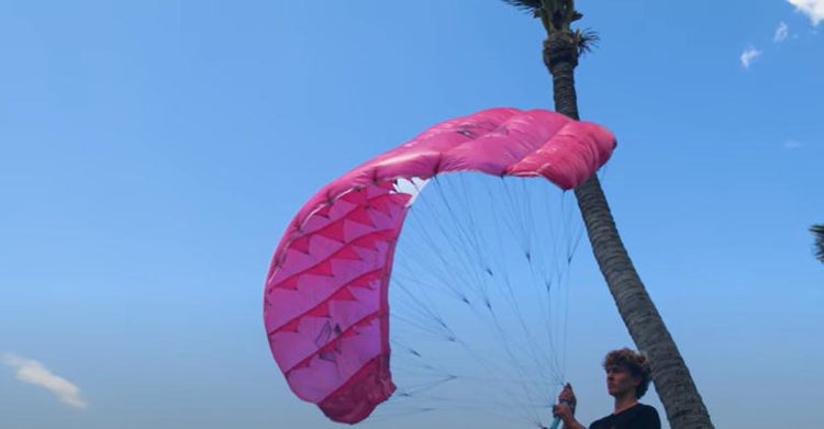 Green Hat Kiteboarding-Pink Duotone Stash Flying in the Sky