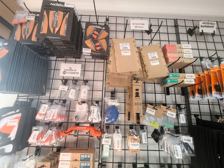 Green Hat Kiteboarding-Kiteboarding Accessories-Kite Accessory Wall at the Waretown Green Hat Shop