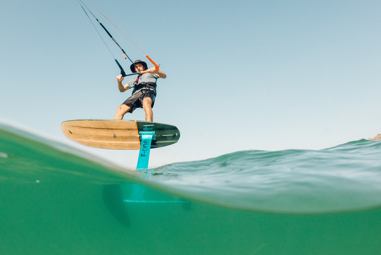Kite foiling on F-One board and kite