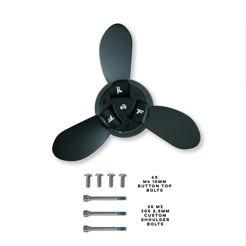 Load image into Gallery viewer, Green Hat Kiteboarding-Foil Drive Three Blade Propeller Set-Full Kit on a White Background