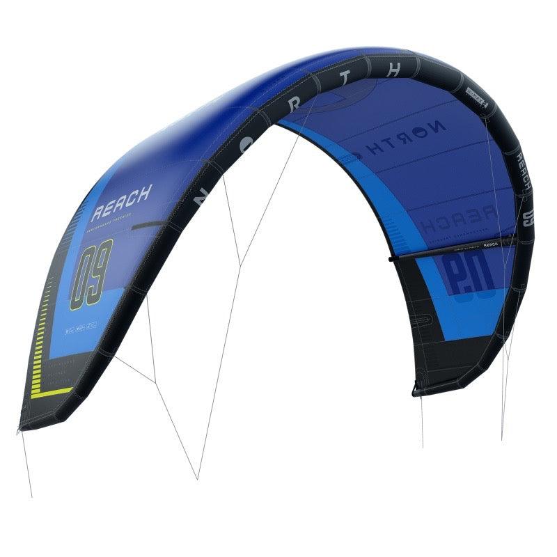 Load image into Gallery viewer, Green Hat Kiteboarding-2025 North Reach-Pacific Blue-Front Left Side Leading Edge View