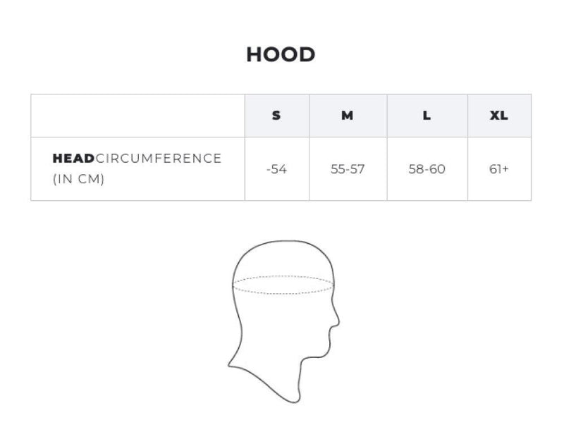 Load image into Gallery viewer, Manera Hood Size Chart