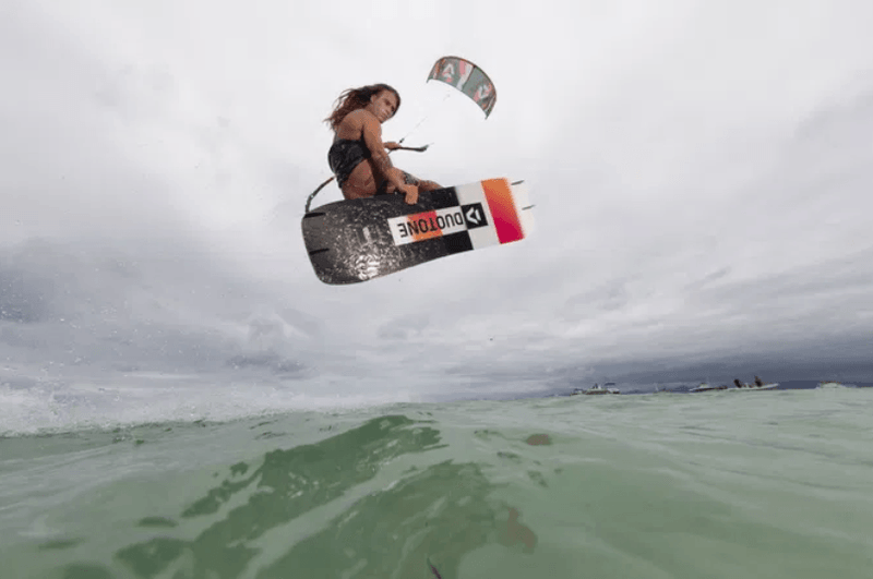 Load image into Gallery viewer, Green Hat Kiteboarding-2023-2025 Duotone Ultraspike Kiteboard-Action Shot