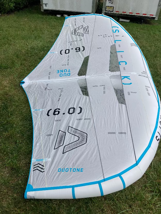 Green Hat Kiteboarding-2024 6m Duotone Slick Concept Blue-USED- Right Wing Tip View