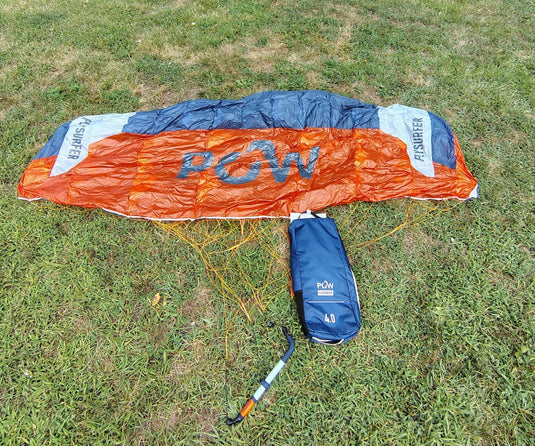 Green Hat Kiteboarding-2025 Flysurfer POW 4m USED-Top View with Bag