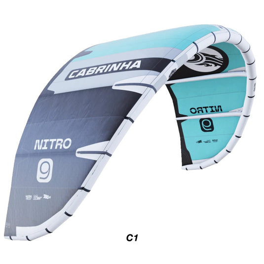 Green Hat Kiteboarding-2025 Cabrinha Nitro APEX C1 Colorway-Leading Edge Left Wing Tip View on a White Background
