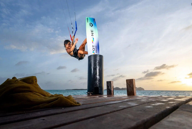 Load image into Gallery viewer, 2025 Duotone Jaime Concept Blue Kiteboard Riding Action Shot