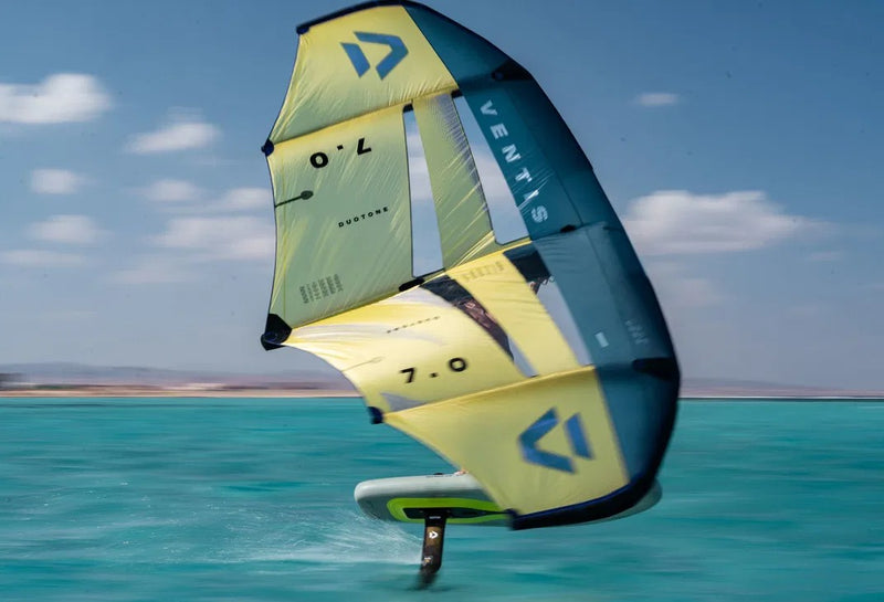 Load image into Gallery viewer, Green Hat Kiteboarding-Duotone Ventis FS-Yellow 7m-Action Shot