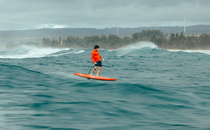 Load image into Gallery viewer, Green Hat Kiteboarding-2025 F-One Momentum Foil Plane-Action Shot-Man Downwinding Swell