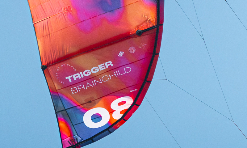 Load image into Gallery viewer, Green Hat Kiteboarding-2025 F-One Trigger V2 by Brainchild Kiteboarding Kite-Wing Tip Close up View