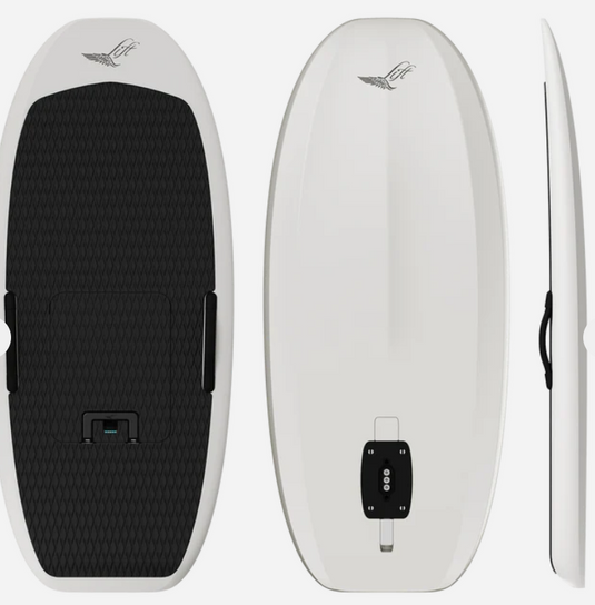 Green Hat Kiteboarding-2025 Lift5 5'4 CRUISER Off-White-Top/Bottom/Profile View