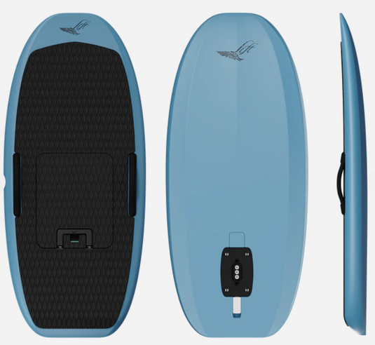 Green Hat Kiteboarding-2025 Lift5 4'9 or 5'4 Steel Blue-Top/Bottom/Profile View