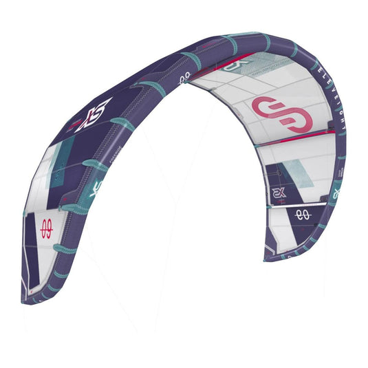 Green Hat Kiteboarding-2025 Eleveight XS V5 Kiteboarding Kite Purple-Leading Edge  Front Left View
