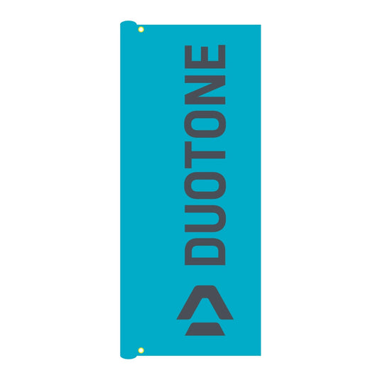 Green Hat Kiteboarding-Duotone Flag-Grey Letters on Blue Back