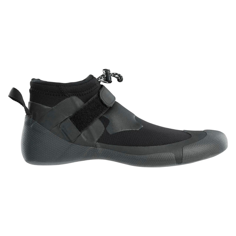 Load image into Gallery viewer, Black Ion bootie with a strap on a white background