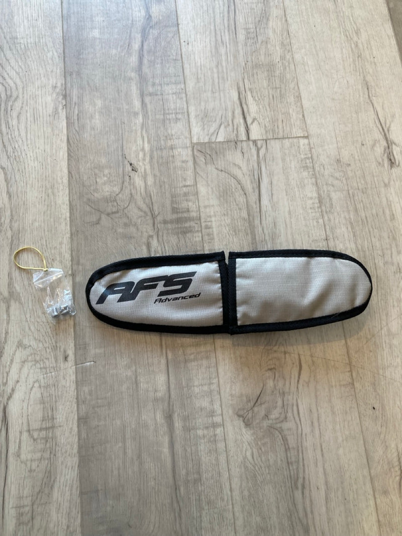 Load image into Gallery viewer, Green Hat Kiteboarding-AFS Silk Stab USED-Black 14'' Stab with 'AFS' branding on a wooden surface-Top View in Cover