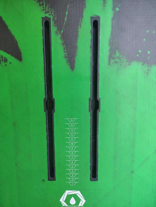 Green Hat Kiteboarding-Appletree Jazz Wingboard 62.5L USED-Close Up View of Foil Track