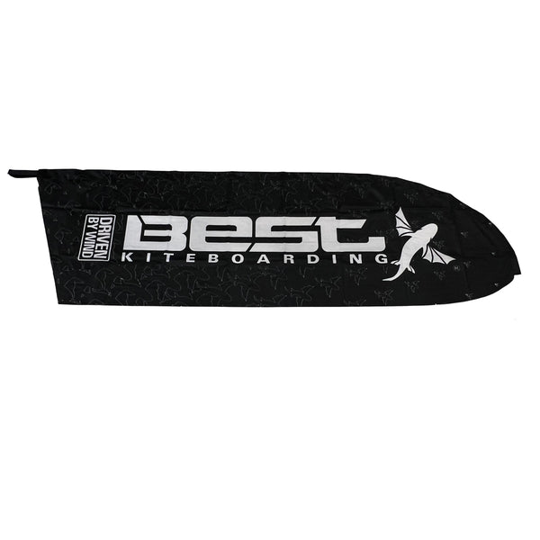Best Kiteboarding Flag: A black flag with white text, perfect for kiteboarding enthusiasts.