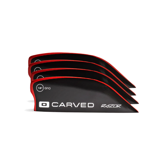 Carved G10 Razor Fin Set-Close Up View of 4 Fins