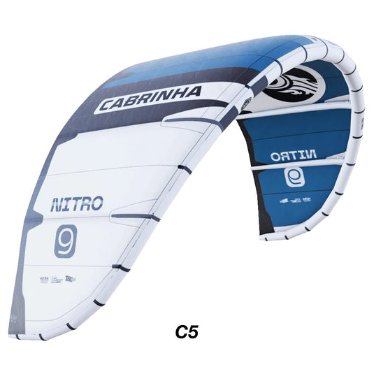 Green Hat Kiteboarding-2025 Cabrinha Nitro APEX C5 Colorway-Leading Edge Left Wing Tip View on a White Background