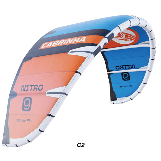 Green Hat Kiteboarding-2025 Cabrinha Nitro APEX C2 Colorway-Leading Edge Left Wing Tip View on a White Background