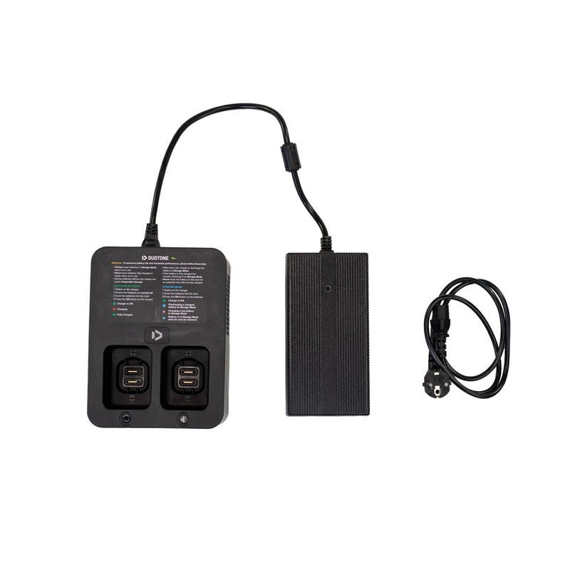 Load image into Gallery viewer, Black electronic charger with multiple ports and a cable on a white background