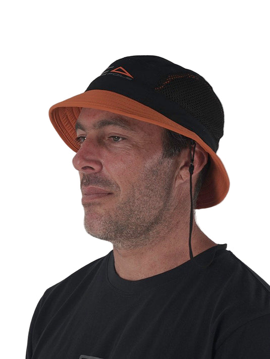 Green Hat Kiteboarding-Code Foils Bucket Hat-Man Wearing the Bucket Hat on a White Background