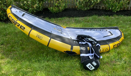 Green Hat Kiteboarding-Core Halo Pro Wing 4M USED-Leading Edge View with  Bag