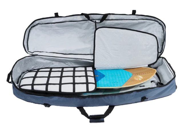 Load image into Gallery viewer, Green Hat Kiteboarding-Dakine Air Wagon Travel Bag-Blue-Bag With Board in it on a White Background