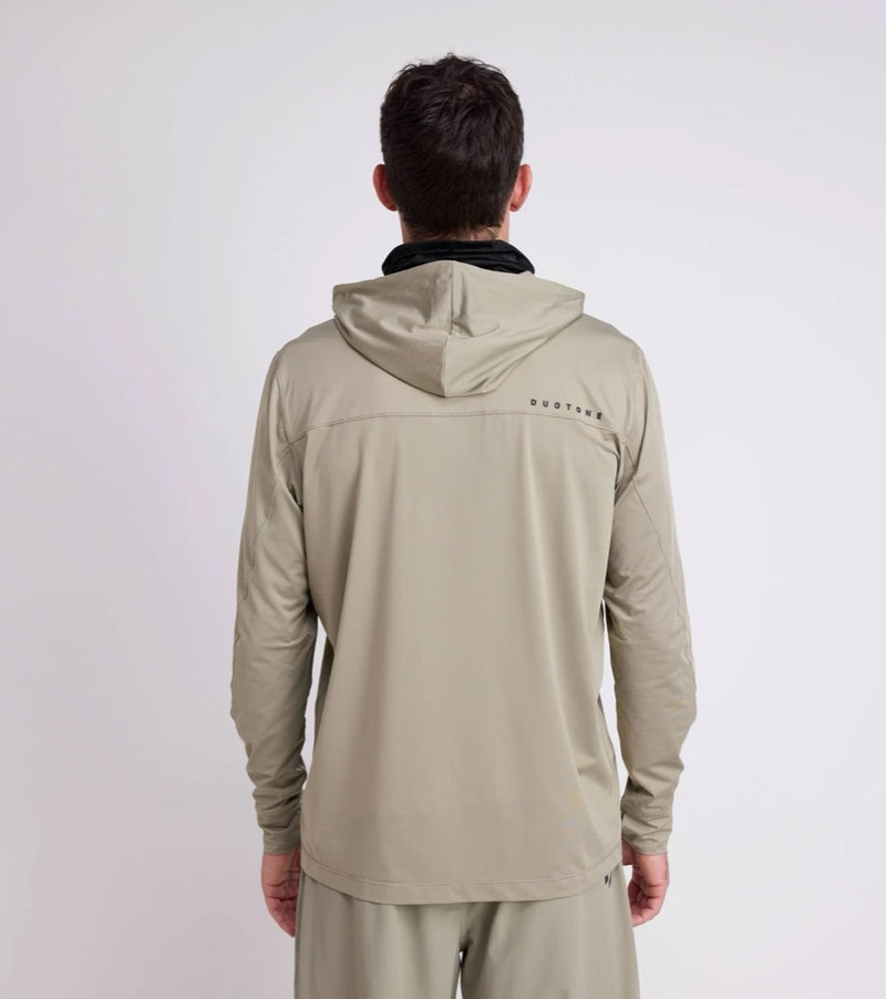 Load image into Gallery viewer, Person wearing a dusty forrest Duotone Longsleeve Wetshirt Guard men with a Duotone brand logo on the back against a white background