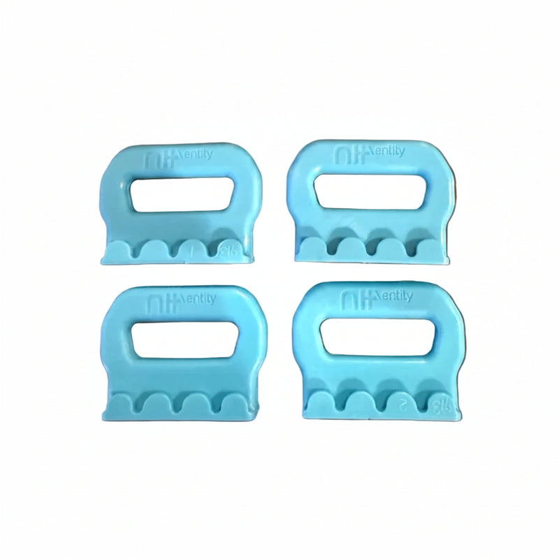 Load image into Gallery viewer, Four blue plastic bindings on a white surface