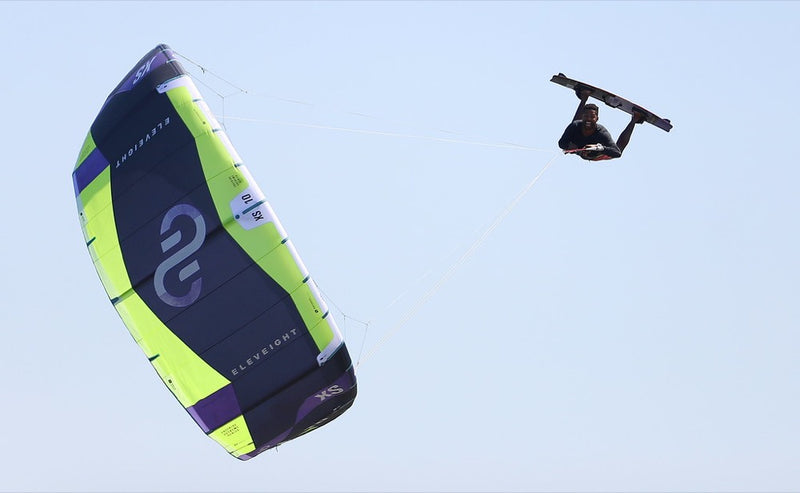Load image into Gallery viewer, Green Hat Kitebording-2025 Eleveight XS V6 Kite-Action Shot-Man Megalooping the Eleveight XS V6 Kite