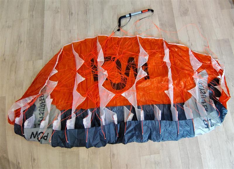 Load image into Gallery viewer, Green at Kiteboarding-Flysurfer POW2.5m USED-Inside View of Parawing with Bar