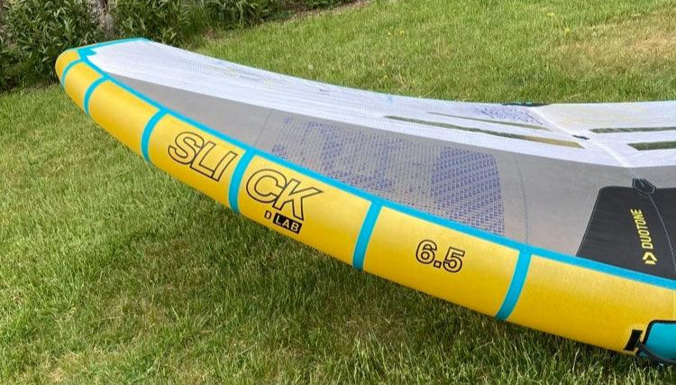 Load image into Gallery viewer, Green Hat Kiteboarding-Duotone Unit D/LAB Wing 6.5M USED-Leading Edge Left Wing Tip View