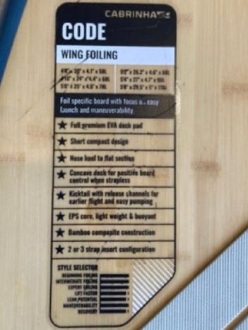 Load image into Gallery viewer, 2022 Cabrinha Code Wood 5'0 (78L) Wing Board USED