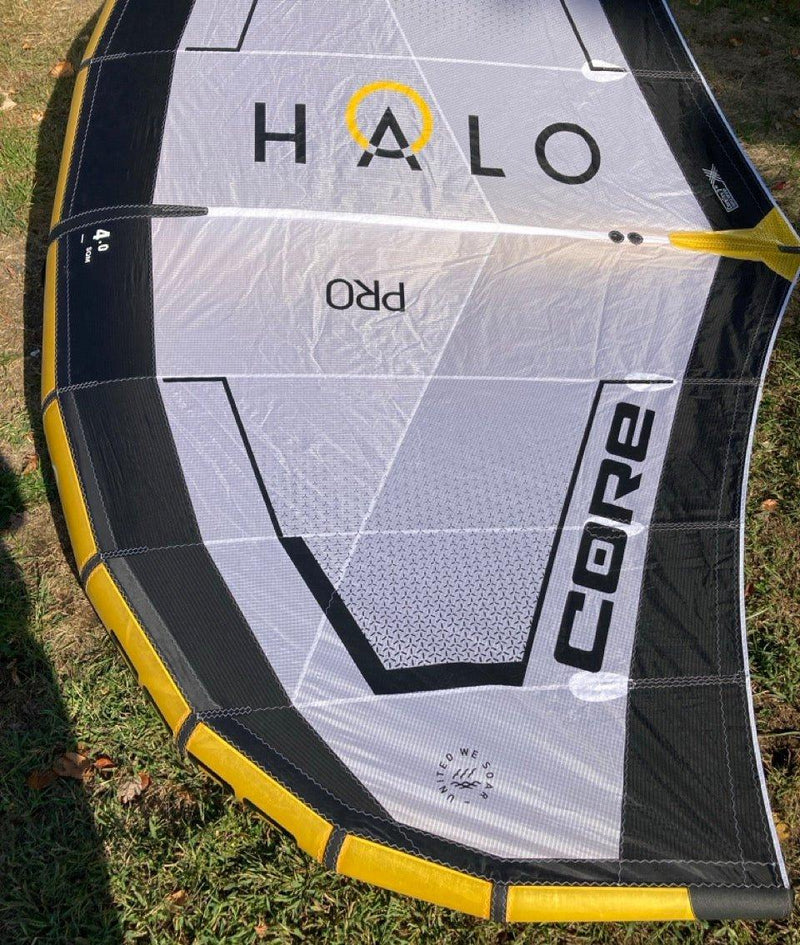 Load image into Gallery viewer, Green Hat Kiteboarding-4m Core Halo Pro Wing USED-Left Wing Tip Top View