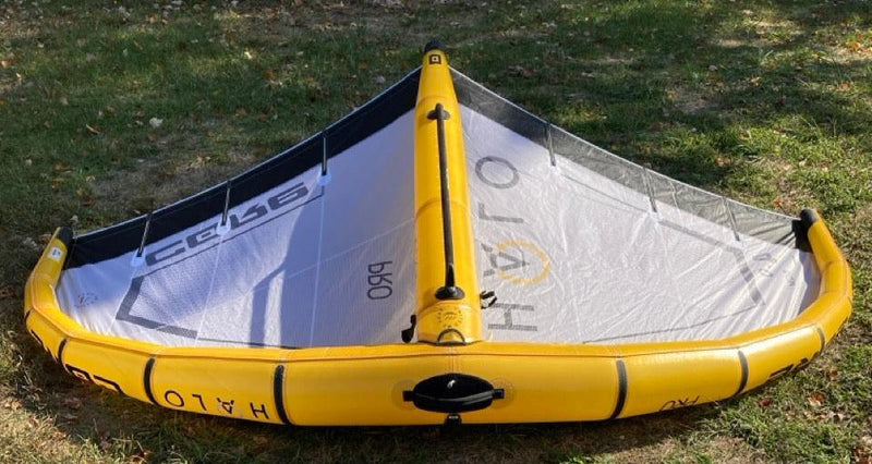 Load image into Gallery viewer, Green Hat Kiteboarding-4m Core Halo Pro Wing USED-Leading Edge Upside Down View