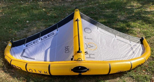 Green Hat Kiteboarding-4m Core Halo Pro Wing USED-Leading Edge Upside Down View