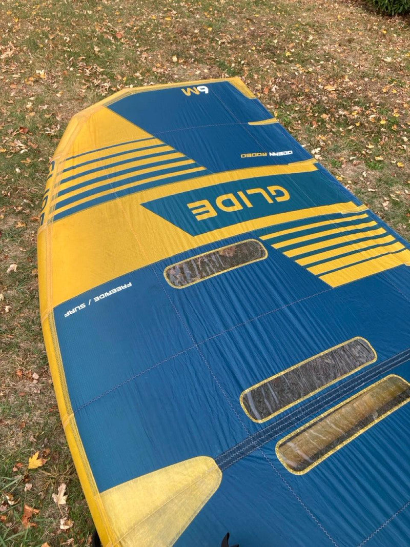 Load image into Gallery viewer, Green Hat Kiteboarding-Ocean Rodeo Glide Aluula A Series Wing USED-Leading Edge Left Wing Tip View