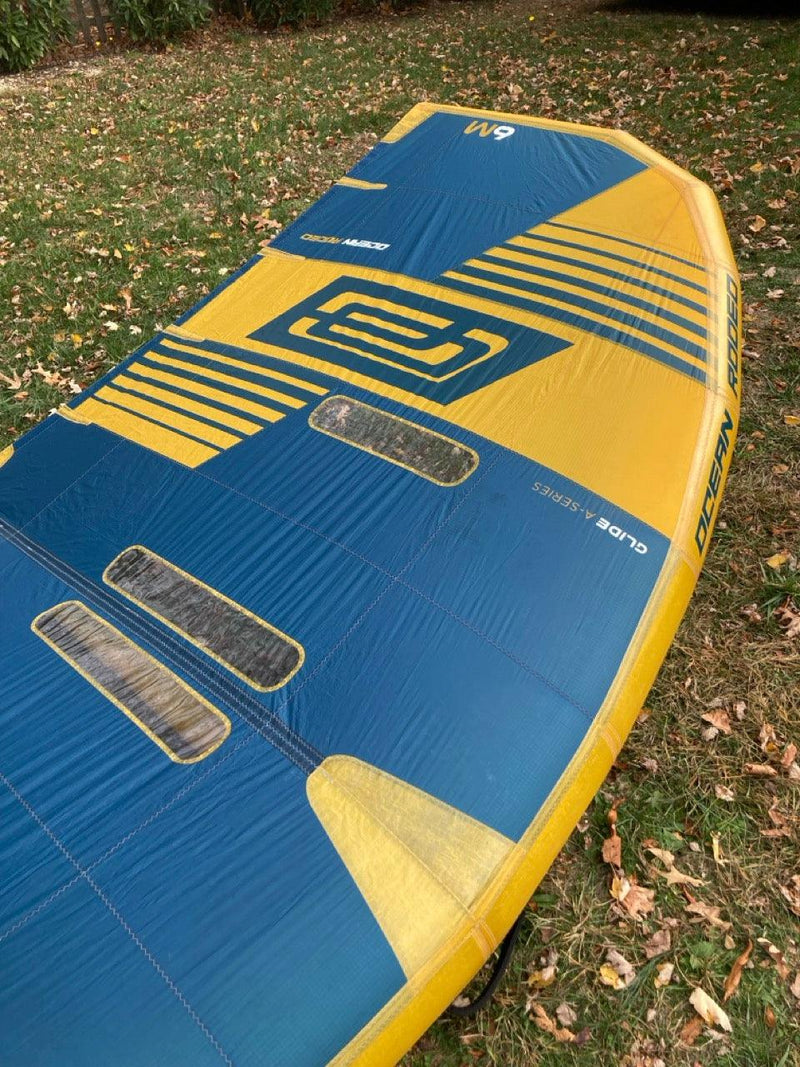 Load image into Gallery viewer, Green Hat Kiteboarding-Ocean Rodeo Glide Aluula A Series Wing USED-Leading Edge Right Wing Tip View