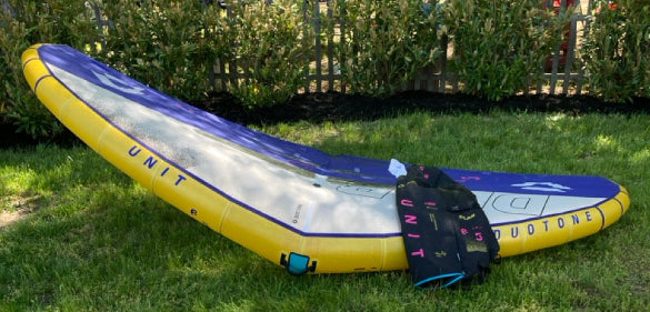 Load image into Gallery viewer, Green Hat Kiteboarding-Duotone Unit LAB 6.5 Wing USED-Leading Edge View with Bag