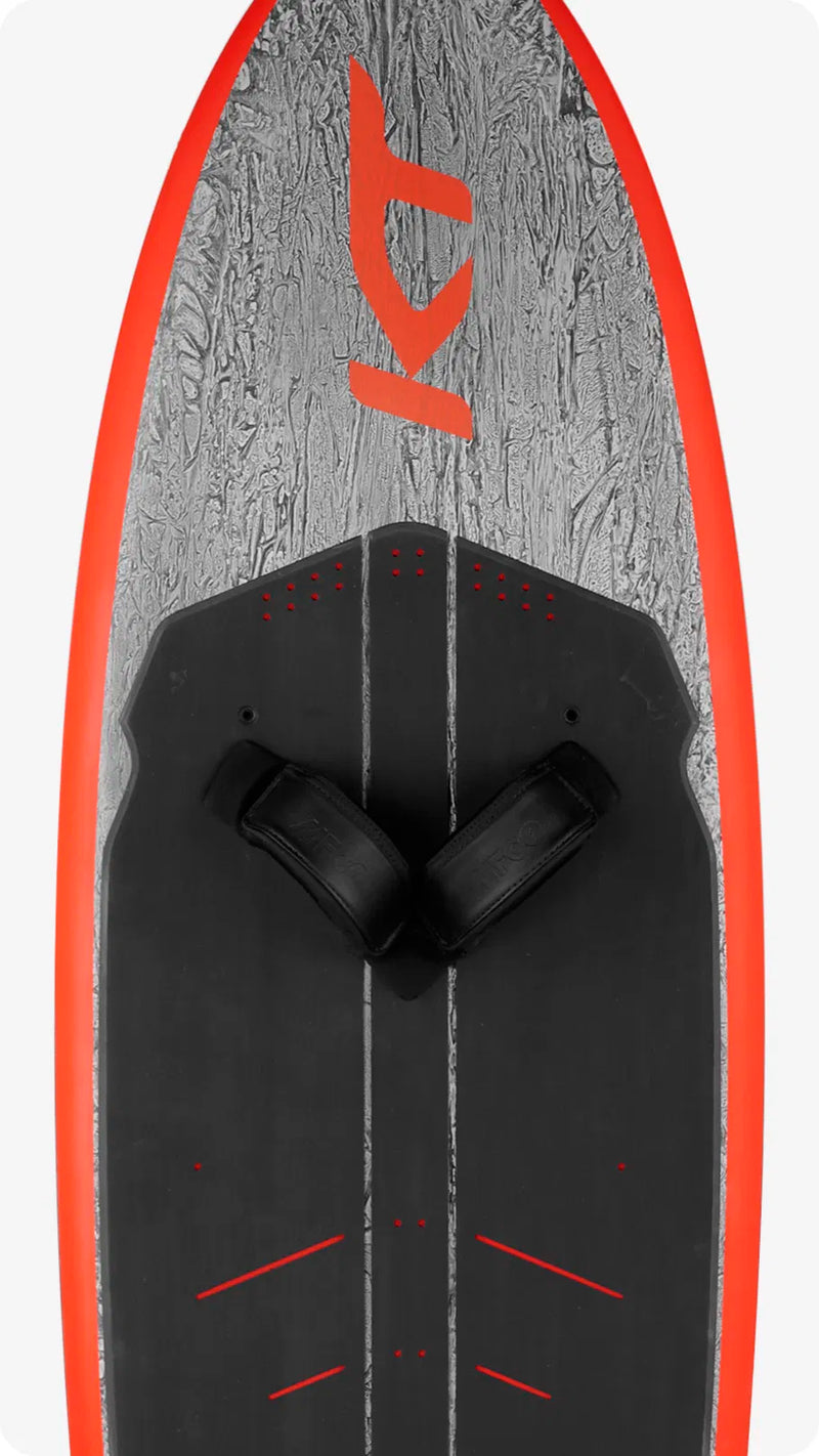 Load image into Gallery viewer, Green Hat Kiteboarding-KT Super K2 Carbon-Top View with Footstraps on a White Background