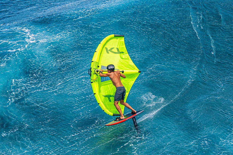 Load image into Gallery viewer, Green Hat Kiteboarding-KT Super K2 Carbon-Action Shot-Kai Lenny Wing Foiling on the Ocean