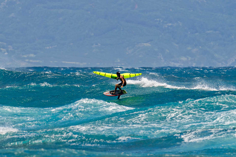 Load image into Gallery viewer, Green Hat Kiteboarding-KT Super K2 Carbon-Action Shot-Kai Lenny Wing Foiling Swell on the Ocean