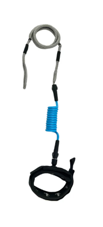 Load image into Gallery viewer, Green Hat Kiteboarding-Kaohi INVIZ Leash-Hybrid-Calf Cuff-Blue-Top View