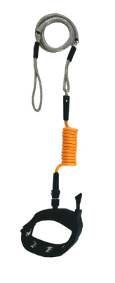 Load image into Gallery viewer, Green Hat Kiteboarding-Kaohi INVIZ Leash-Hybrid-Calf Cuff-Orange-Top View