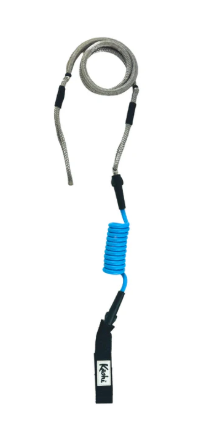Load image into Gallery viewer, Green Hat Kiteboarding-Kaohi INVIZ Leash-Hybrid-Soft Hook& Loop (Velcro Style)-Blue-Top View