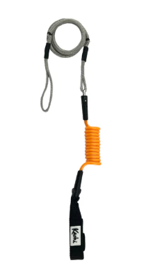 Load image into Gallery viewer, Green Hat Kiteboarding-Kaohi INVIZ Leash-Hybrid-Soft Hook& Loop (Velcro Style)-Orange-Top View