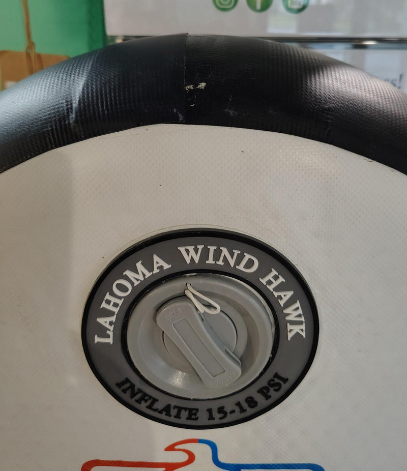 Load image into Gallery viewer, Green Hat Kiteboarding-Lahoma WindHawk 5'1 Wing Board USED- Close Up View of Valve