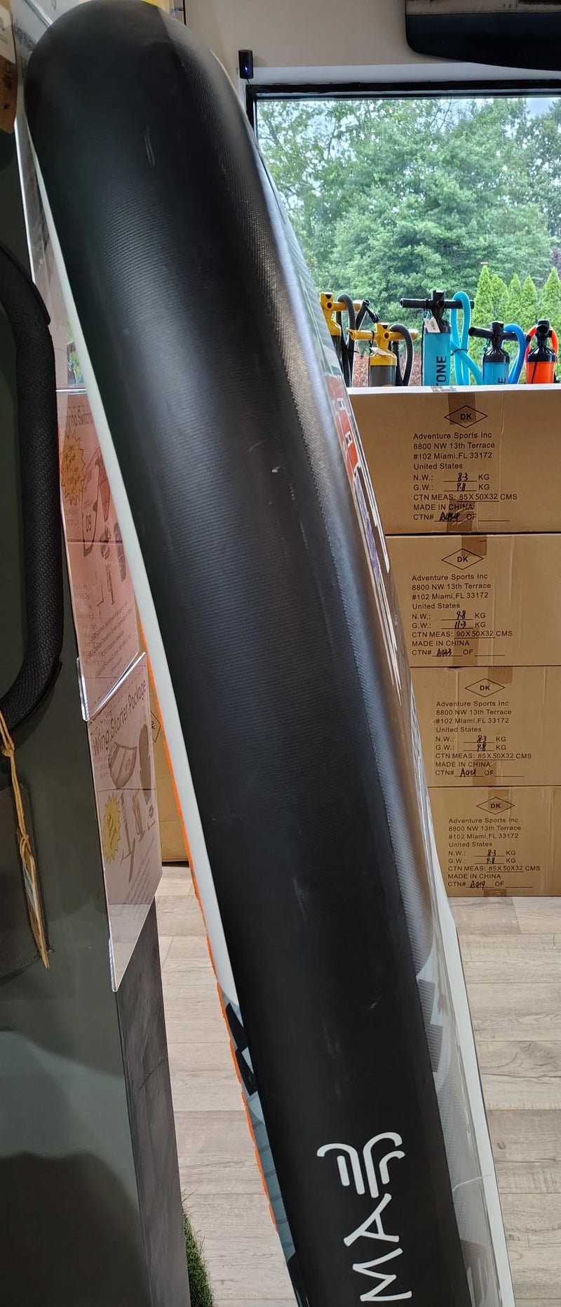 Load image into Gallery viewer, Green Hat Kiteboarding-Lahoma WindHawk 5'1 Wing Board USED- Close Up View of Scratches on Right Side